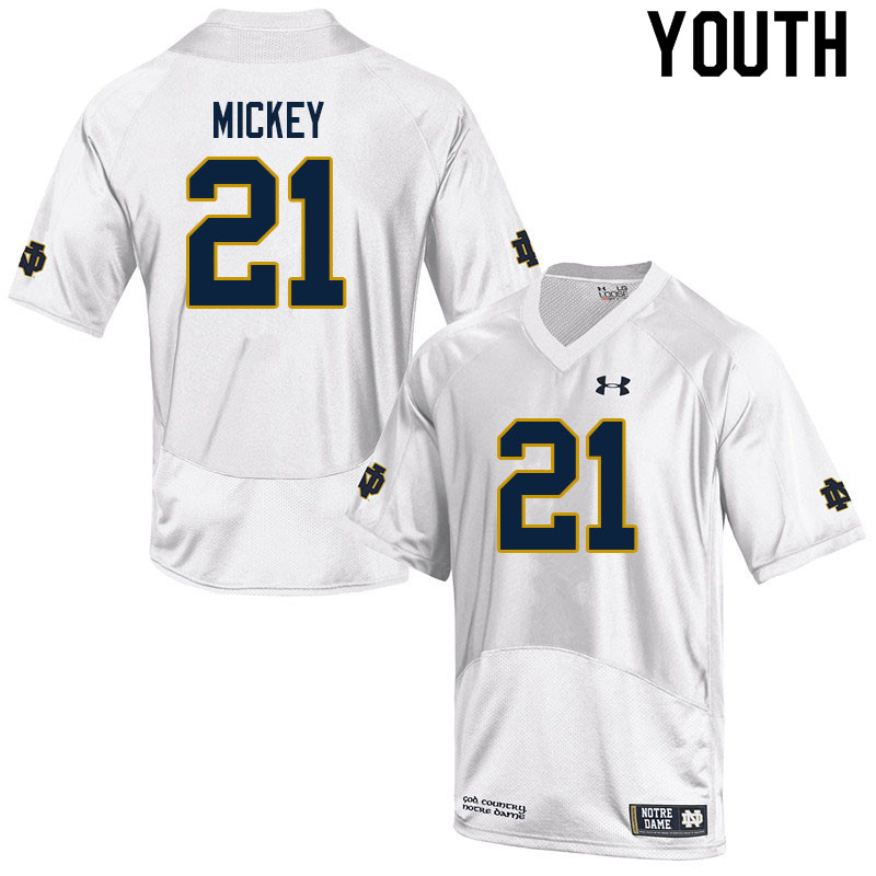 Youth #21 Jaden Mickey Notre Dame Fighting Irish College Football Jerseys Sale-White
